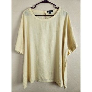 Primark Linen Blend Yellow Boho minimilist Lagon Look Lounge ‎ Blouse Size 18